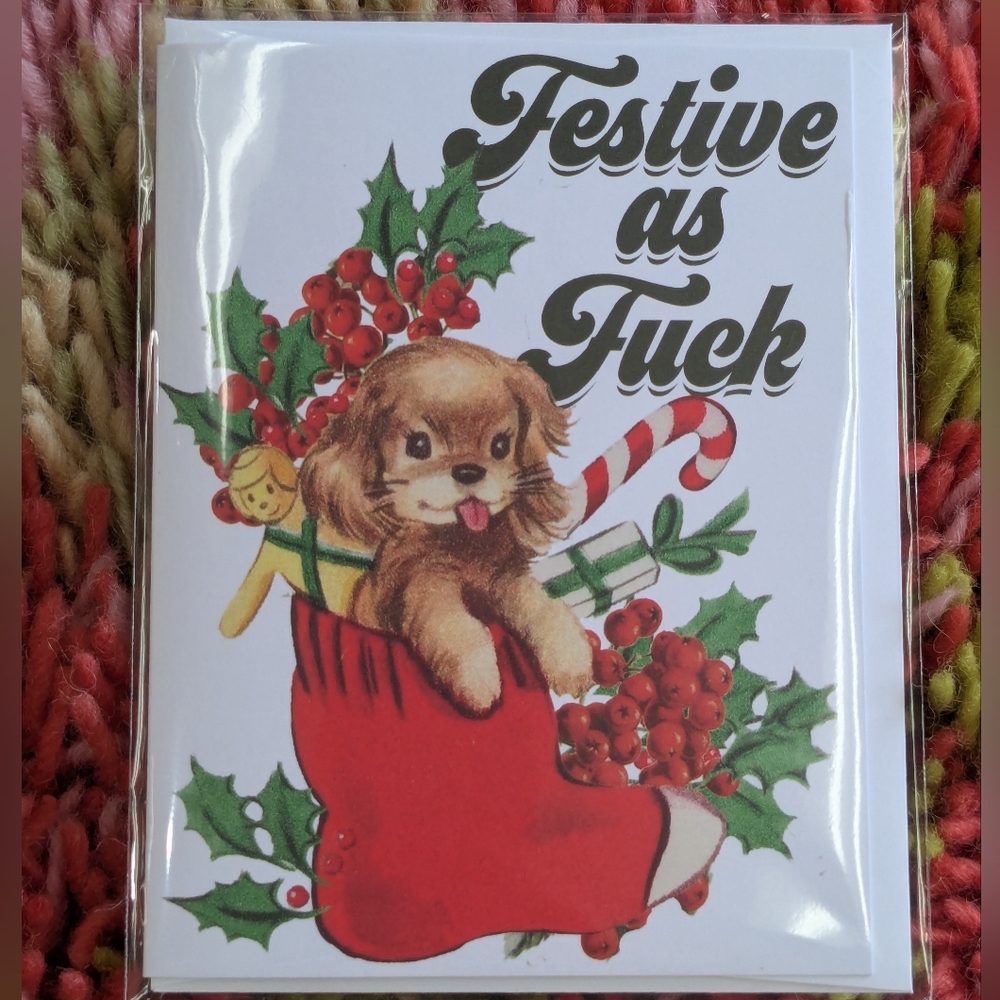 Festive Dog Funny Holiday Card